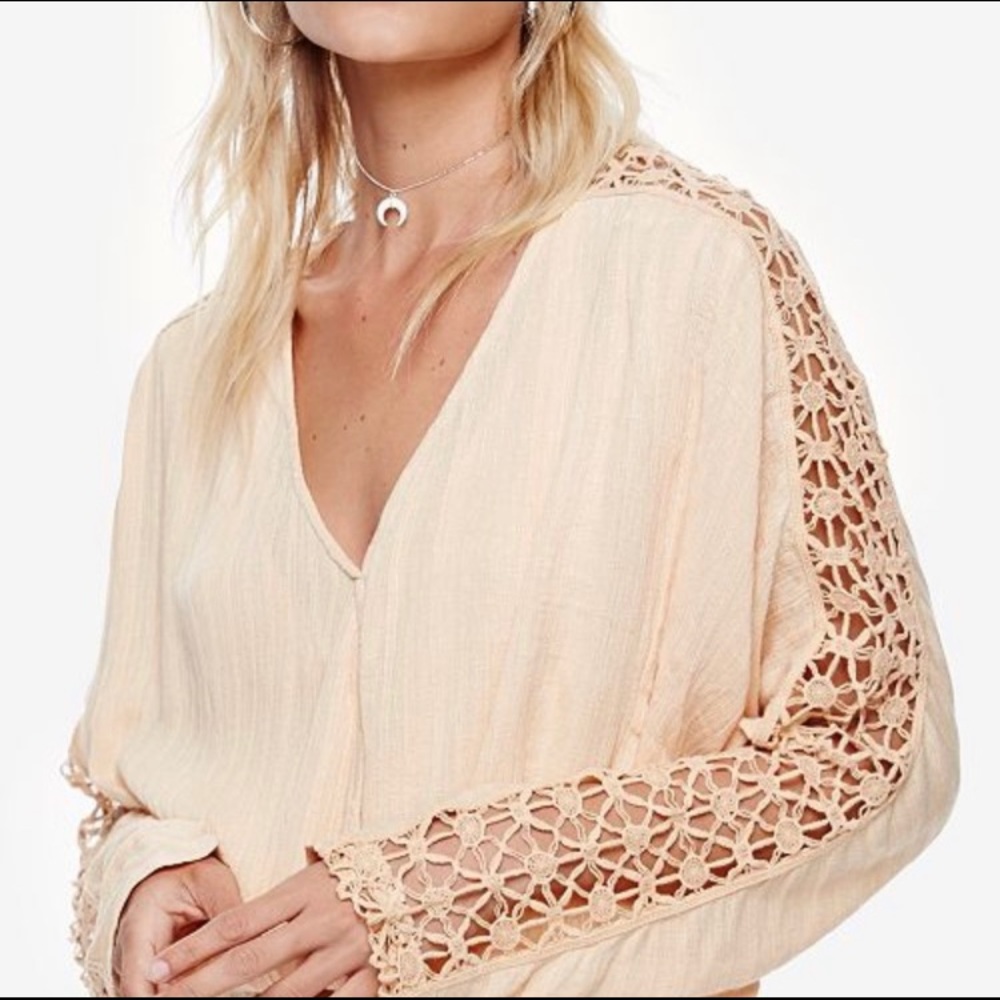 Free people runaway blouse in peach size xs